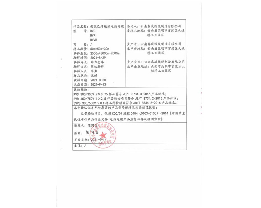 國(guó)家強(qiáng)制性產(chǎn)品認(rèn)證試驗(yàn)報(bào)告